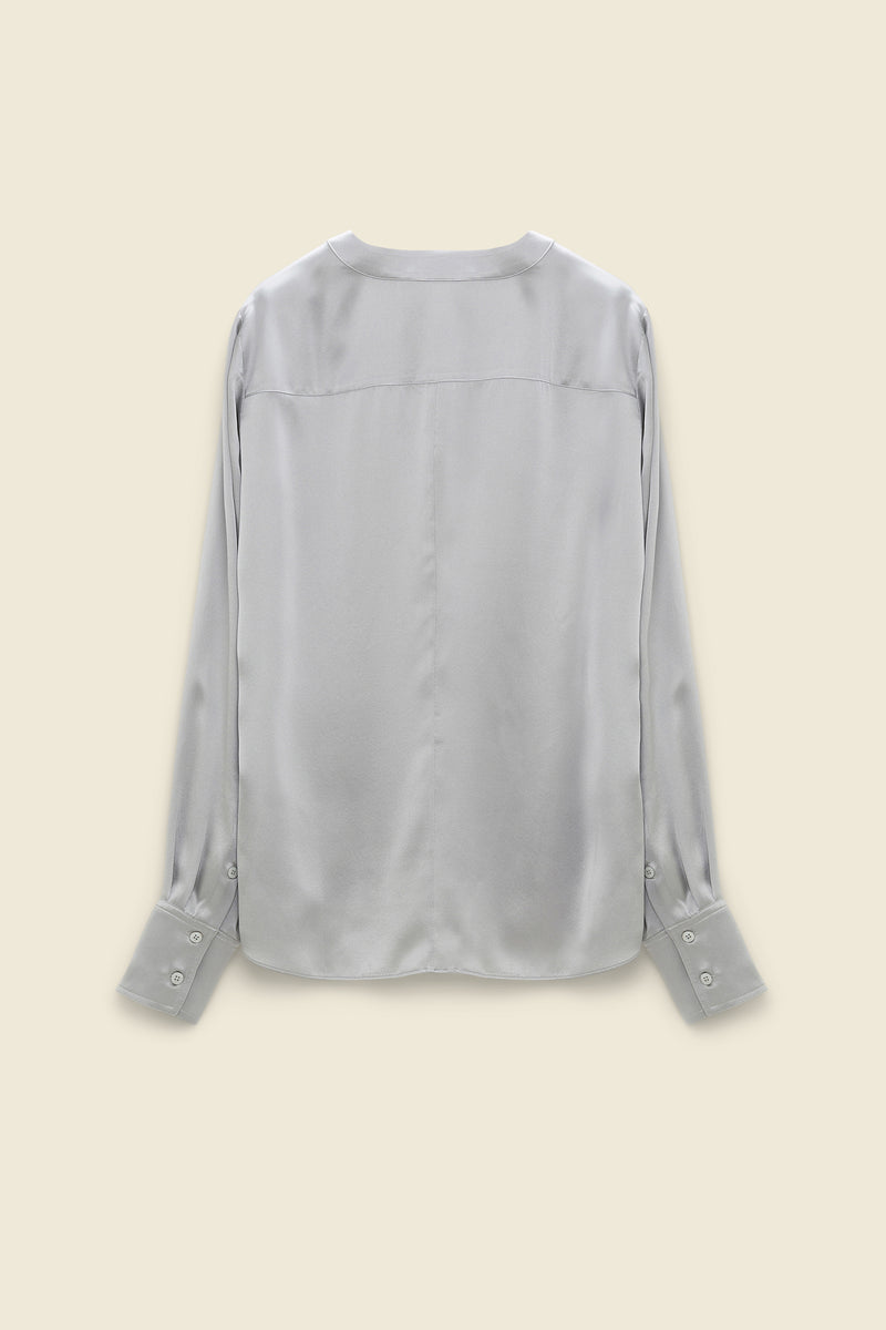 Dorothee Schumacher Sleek Attraction Blouse in Silver Grey - Ashia Mode- Vancouver, BC