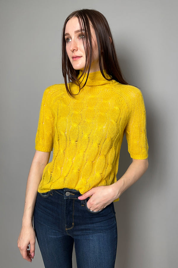 Dorothee Schumacher Sheer Softness Short Sleeve Pullover in Sun Kissed Yellow - Ashia Mode - Vancouver, BC
