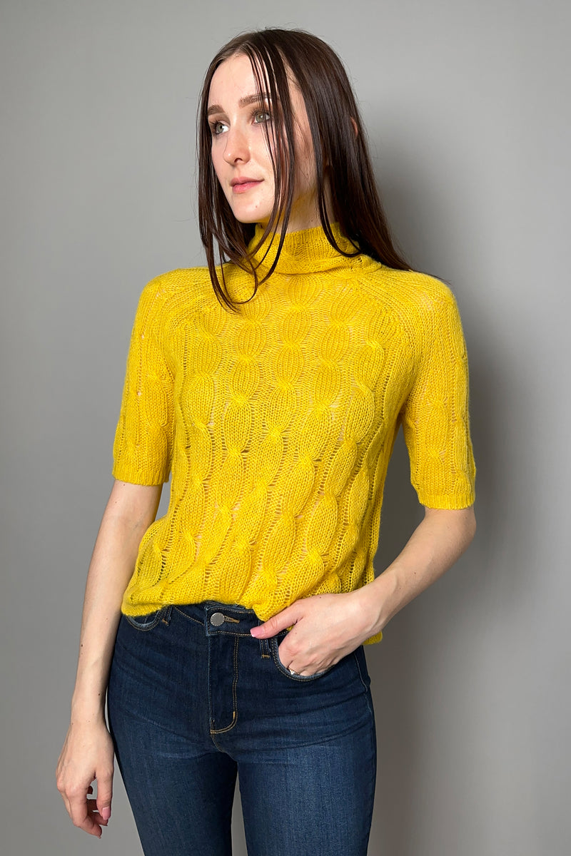 Dorothee Schumacher Sheer Softness Short Sleeve Pullover in Sun Kissed Yellow