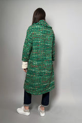 Edward Achour Oversized Tweed Coat in Green and Red - Ashia Mode – Vancouver, BC