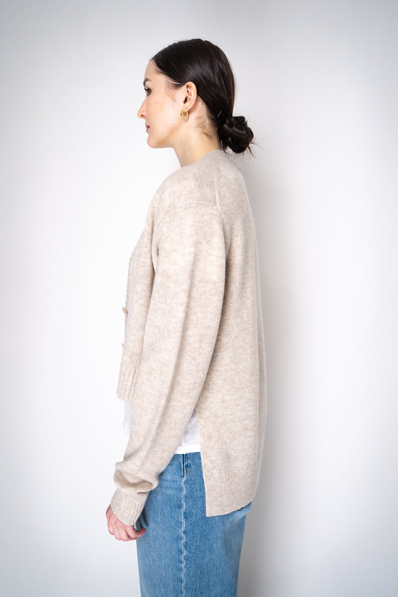 Dorothee Schumacher Merino Cashmere Blend Asymmetric Cardigan in Oat