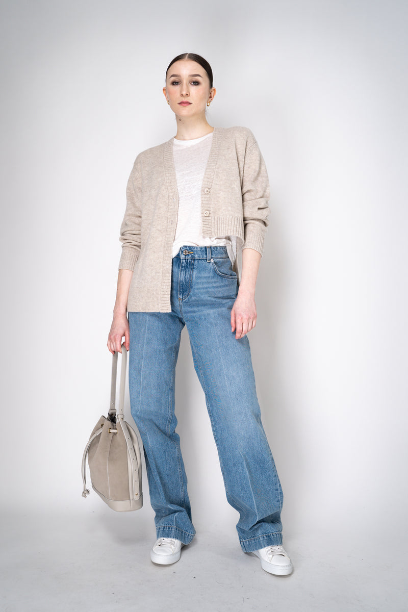 Dorothee Schumacher Merino Cashmere Blend Asymmetric Cardigan in Oat