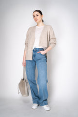 Dorothee Schumacher Merino Cashmere Blend Asymmetric Cardigan in Oat