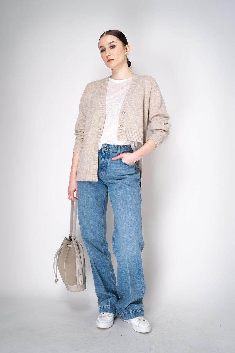 Dorothee Schumacher Merino Cashmere Blend Asymmetric Cardigan in Oat