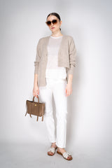 Dorothee Schumacher Merino Cashmere Blend Asymmetric Cardigan in Oat