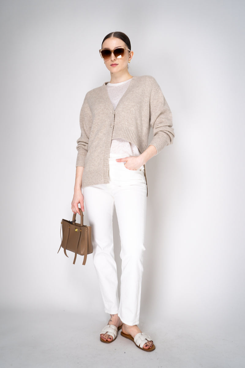 Dorothee Schumacher Merino Cashmere Blend Asymmetric Cardigan in Oat