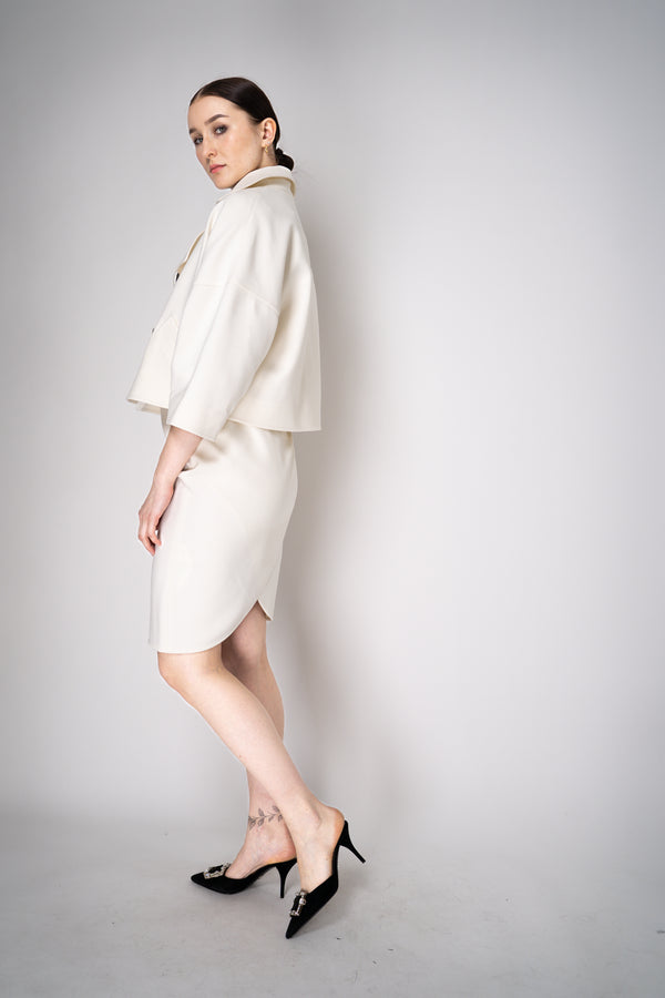 Nº21 Viscose Blend Canvas Pencil Skirt in Off-White Vancouver. Shop Online or in Store