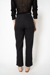 Annette Gortz Linen Blend Tapered Pants with Slit Hem in Black Vancouver. Shop Online or in Store.