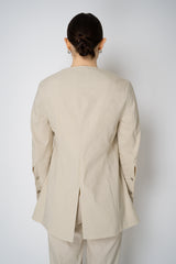 Annette Gortz Crisp Linen Blend Long Tailored Jacket in Off-White Vancouver. Shop Online or in Store.