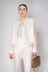 Fabiana Filippi Linen-Silk Cropped Tailored Jacket in White Vancouver. Shop Online or in Store.