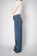 Rag & Bone Miramar Terry Cloth "Sofie" Wide-Leg Pant in Blue Denim Print Vancouver. Shop Online or in Store