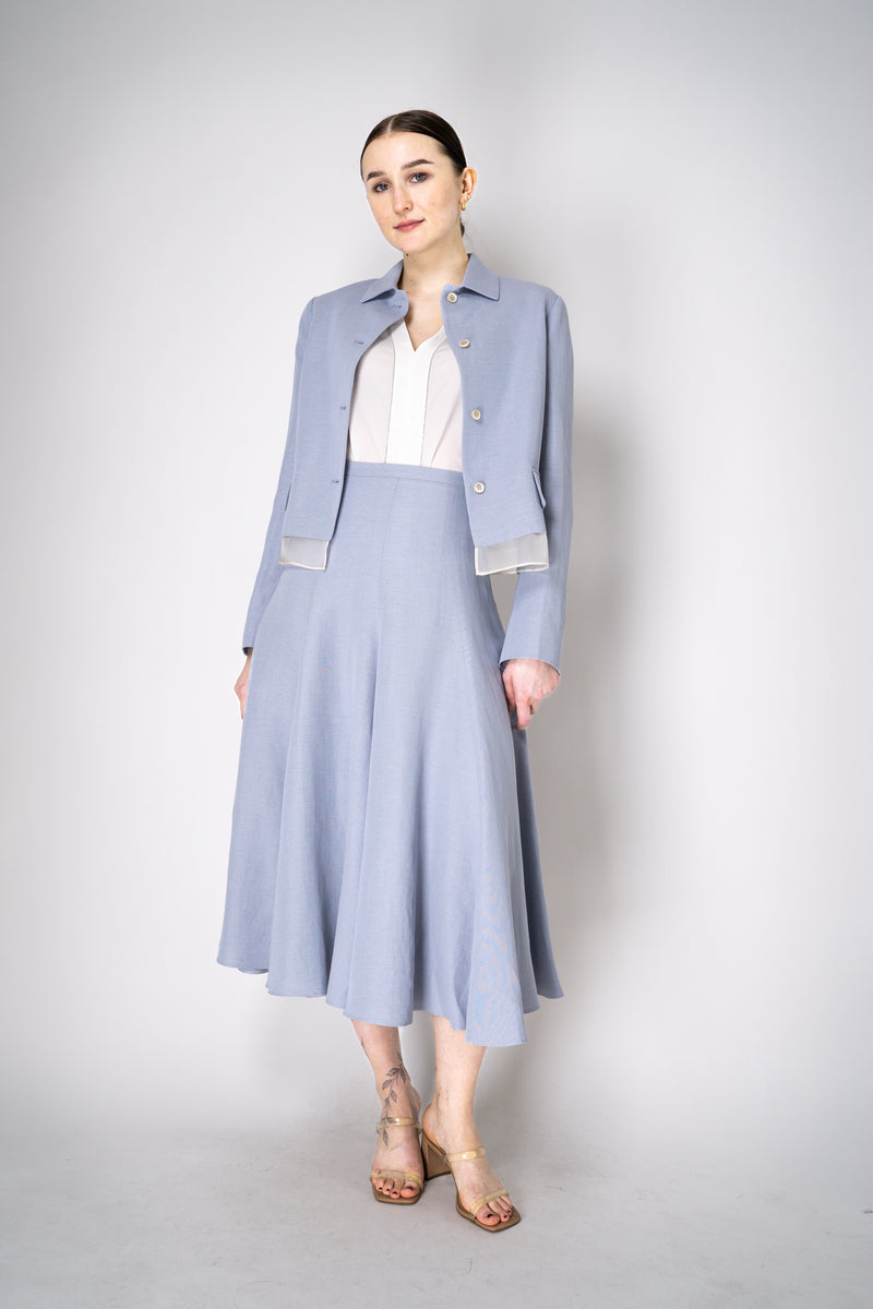 Fabiana Filippi Linen-Silk Cropped Tailored Jacket in Lavender Vancouver. Shop Online or in Store.