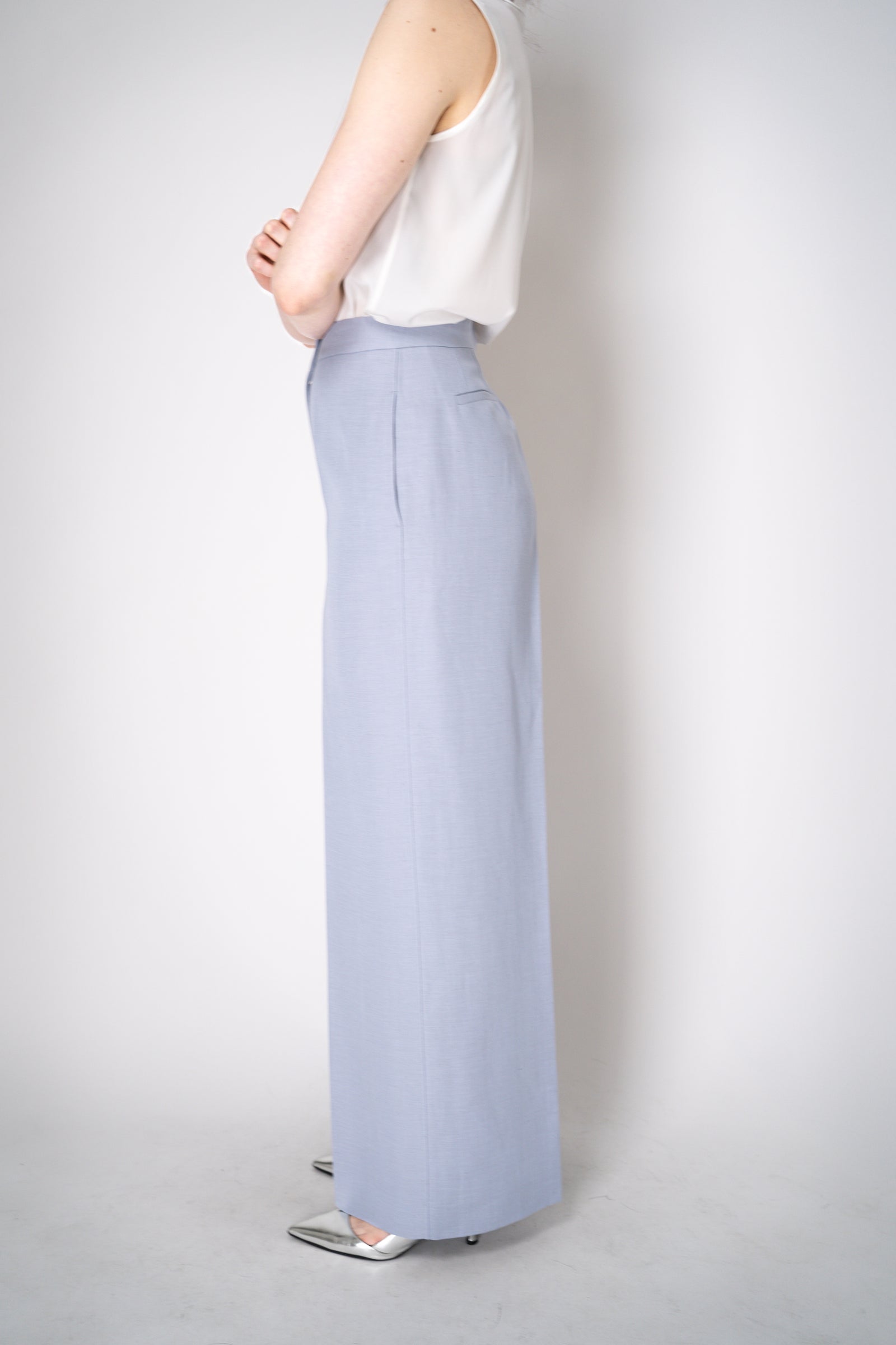 Fabiana Filippi Linen Blend Wide Leg Trousers in Lavender