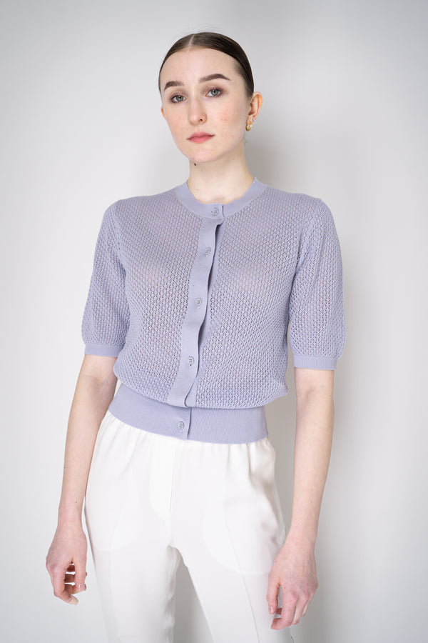 Fabiana Filippi Open-Weave Knit Cardigan Top in Lavender Vancouver. Shop Online or in Store.