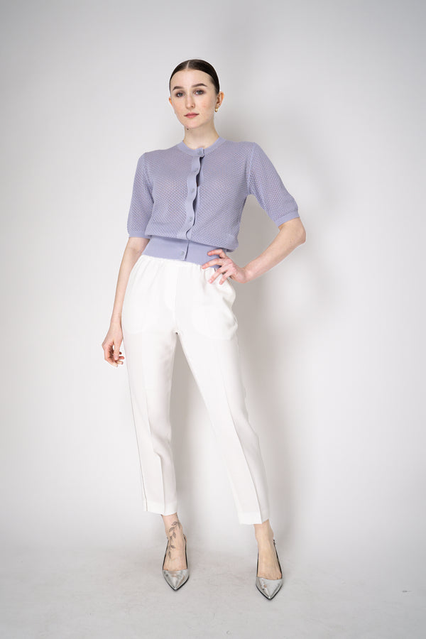 Fabiana Filippi Open-Weave Knit Cardigan Top in Lavender Vancouver. Shop Online or in Store.