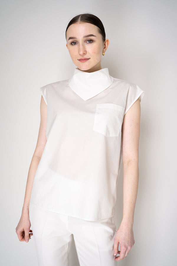 Fabiana Filippi Cotton Poplin Sleeveless Top with Bandana Neck in White Vancouver. Shop Online or in Store.