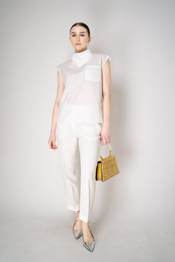 Fabiana Filippi Cotton Poplin Sleeveless Top with Bandana Neck in White Vancouver. Shop Online or in Store.