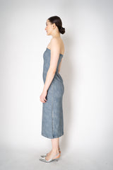 Rag & Bone Miramar Ponte Strapless "Jasmine" Dress in Light Blue Denim Print Vancouver. Shop Online or in Store