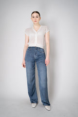 Rag & Bone "Logan" Carpenter Miramar Satin Pants in Blue Denim Print Vancouver. Shop Online or in Store