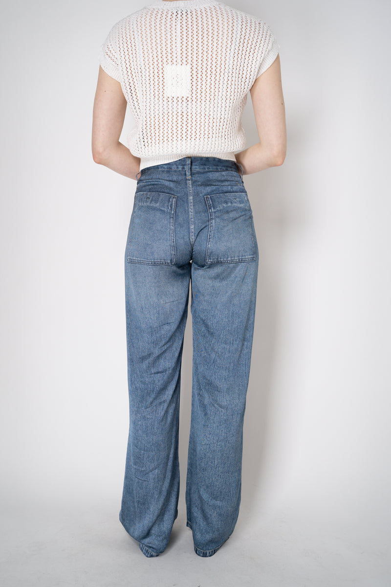 Rag & Bone "Logan" Carpenter Miramar Satin Pants in Blue Denim Print Vancouver. Shop Online or in Store