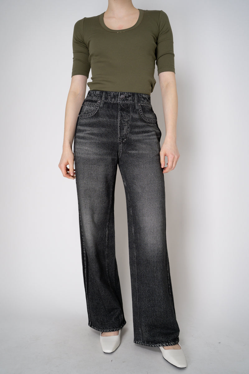 Rag & Bone Miramar Terry Wide-Leg Track Pants in Black Denim Print Vancouver. Shop Online or in Store