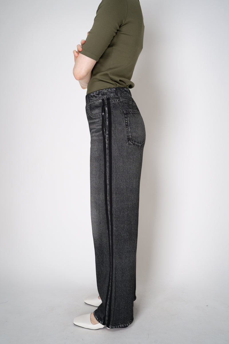 Rag & Bone Miramar Terry Wide-Leg Track Pants in Black Denim Print Vancouver. Shop Online or in Store