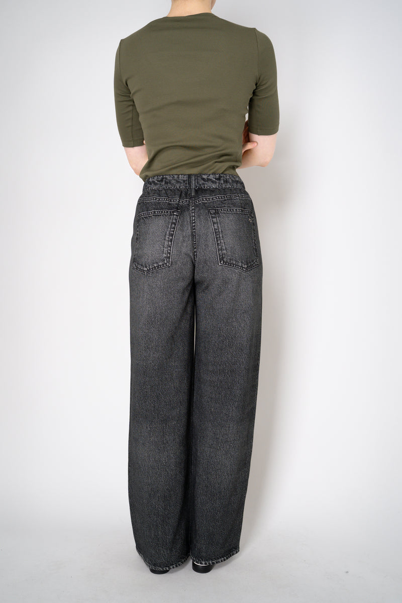 Rag & Bone Miramar Terry Wide-Leg Track Pants in Black Denim Print Vancouver. Shop Online or in Store
