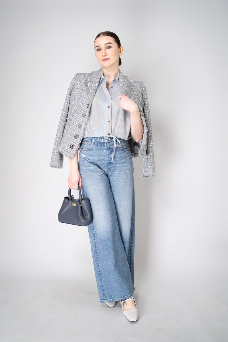 Rag & Bone Miramar Terry Cloth Ankle-Length Pants With Distressed Details In Blue Denim Print Vancouver. Shop Online or in Store