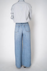 Rag & Bone Miramar Terry Cloth Ankle-Length Pants With Distressed Details In Blue Denim Print Vancouver. Shop Online or in Store