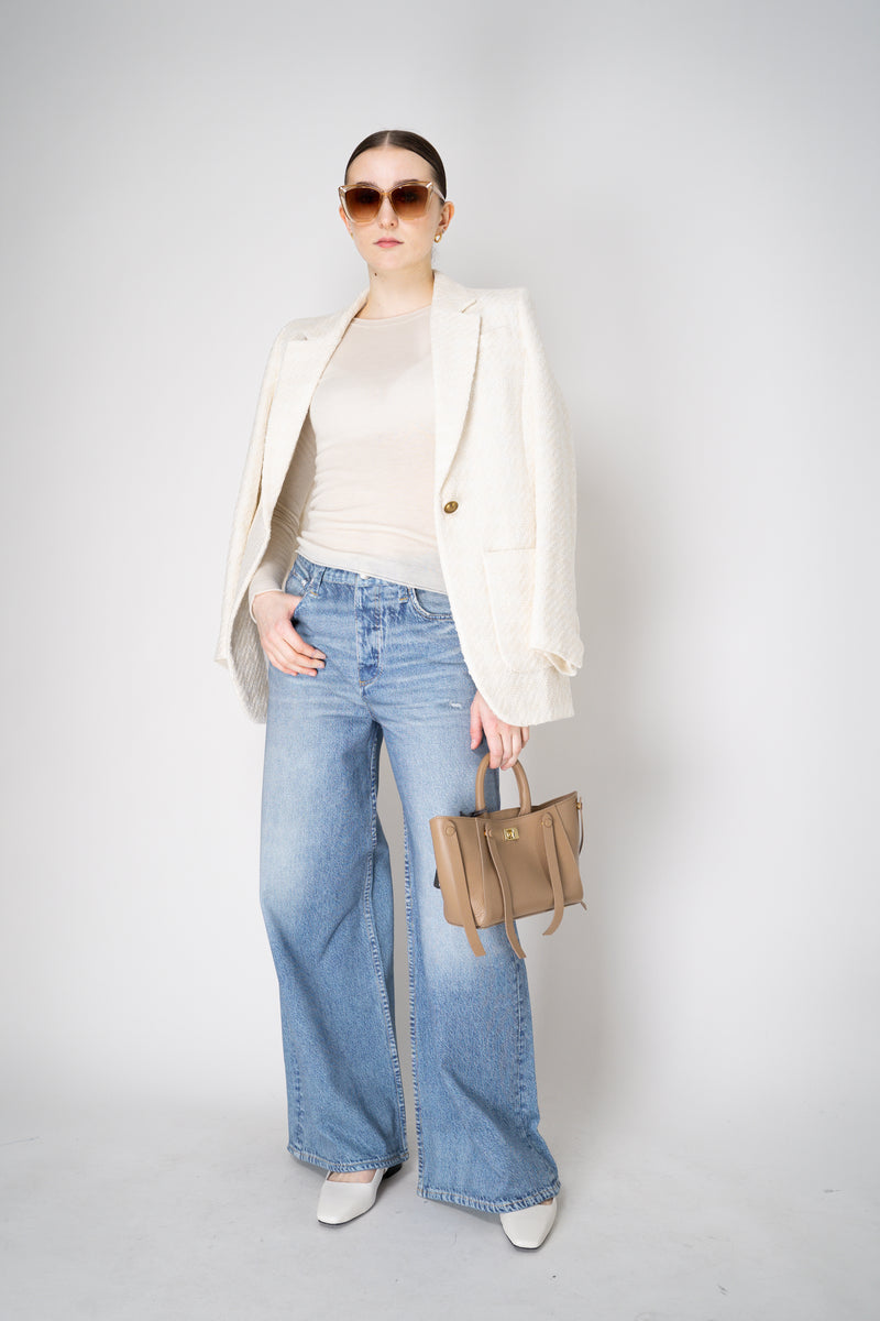 Rag & Bone Miramar Terry Cloth Ankle-Length Pants With Distressed Details In Blue Denim Print Vancouver. Shop Online or in Store