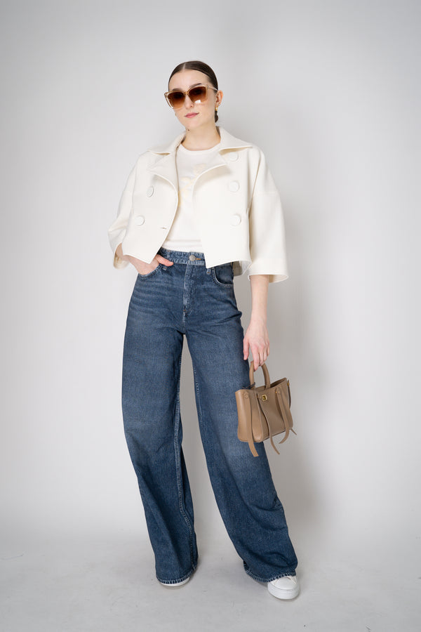 Rag & Bone Miramar Terry Cloth "Sofie" Wide-Leg Pant in Blue Denim Print Vancouver. Shop Online or in Store