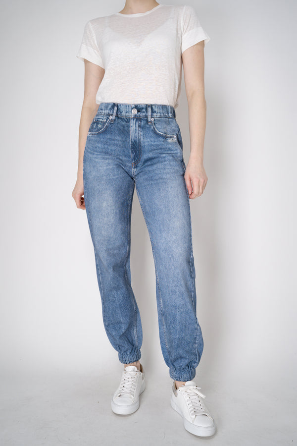 Rag & Bone Miramar Denim Print Pull-On Style Jogger Pant in Medium Blue Vancouver. Shop Online or in Store