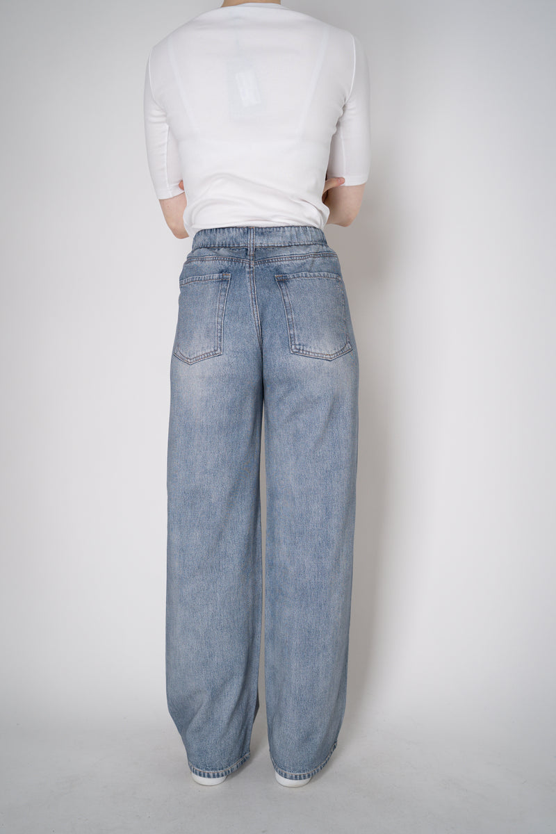 Rag & Bone Miramar Terry Cloth Wide-Leg Track Pants in Blue Denim Print Vancouver. Shop Online or in Store