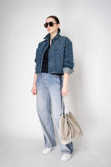 Rag & Bone Miramar Terry Cloth Wide-Leg Track Pants in Blue Denim Print Vancouver. Shop Online or in Store
