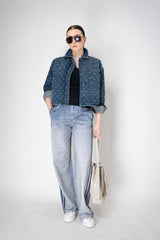 Rag & Bone Miramar Terry Cloth Wide-Leg Track Pants in Blue Denim Print Vancouver. Shop Online or in Store