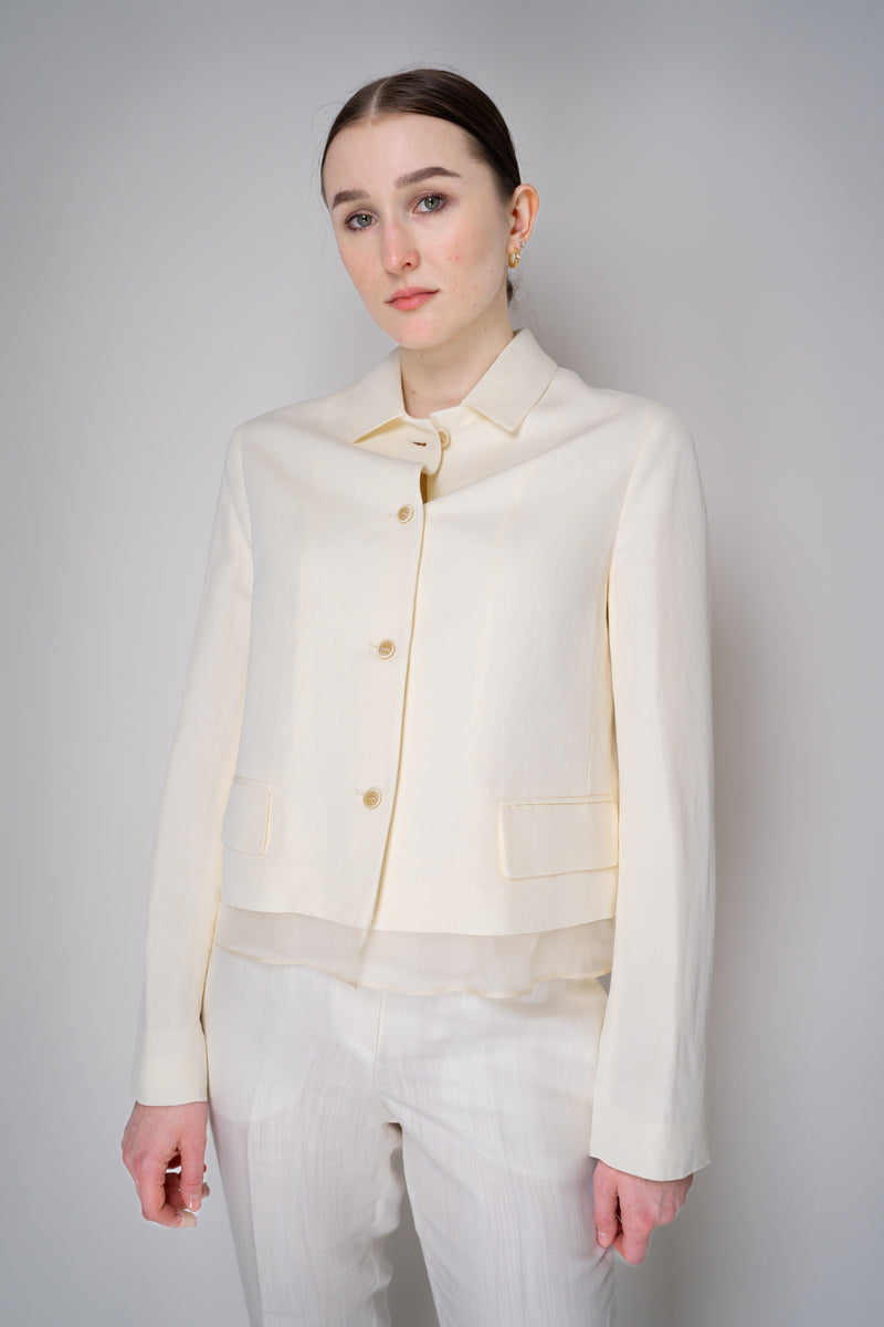 Fabiana Filippi Linen-Silk Cropped Tailored Jacket in White Vancouver. Shop Online or in Store.