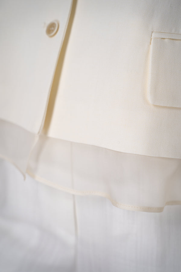 Fabiana Filippi Linen-Silk Cropped Tailored Jacket in White Vancouver. Shop Online or in Store.
