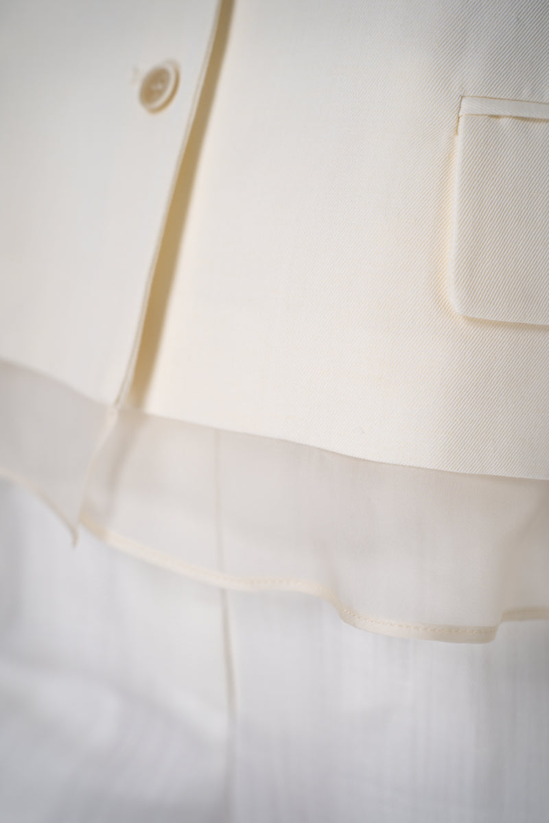 Fabiana Filippi Linen-Silk Cropped Tailored Jacket in White Vancouver. Shop Online or in Store.