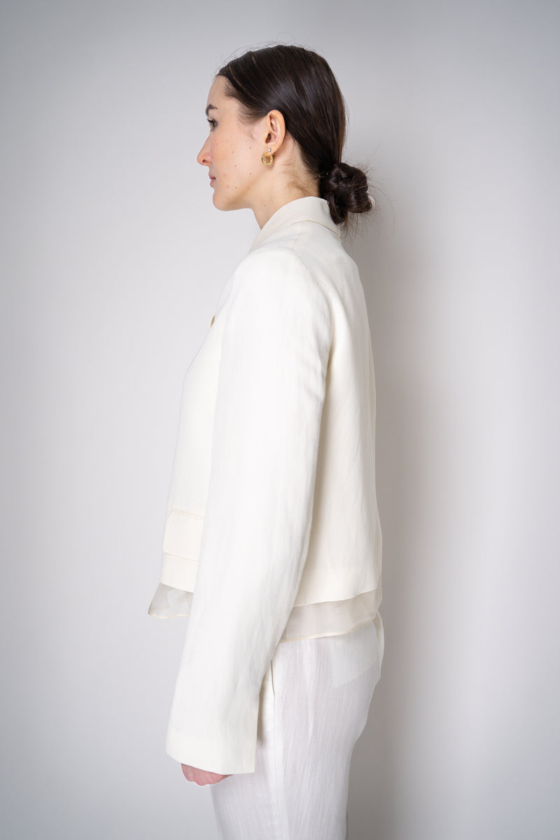 Fabiana Filippi Linen-Silk Cropped Tailored Jacket in White Vancouver. Shop Online or in Store.