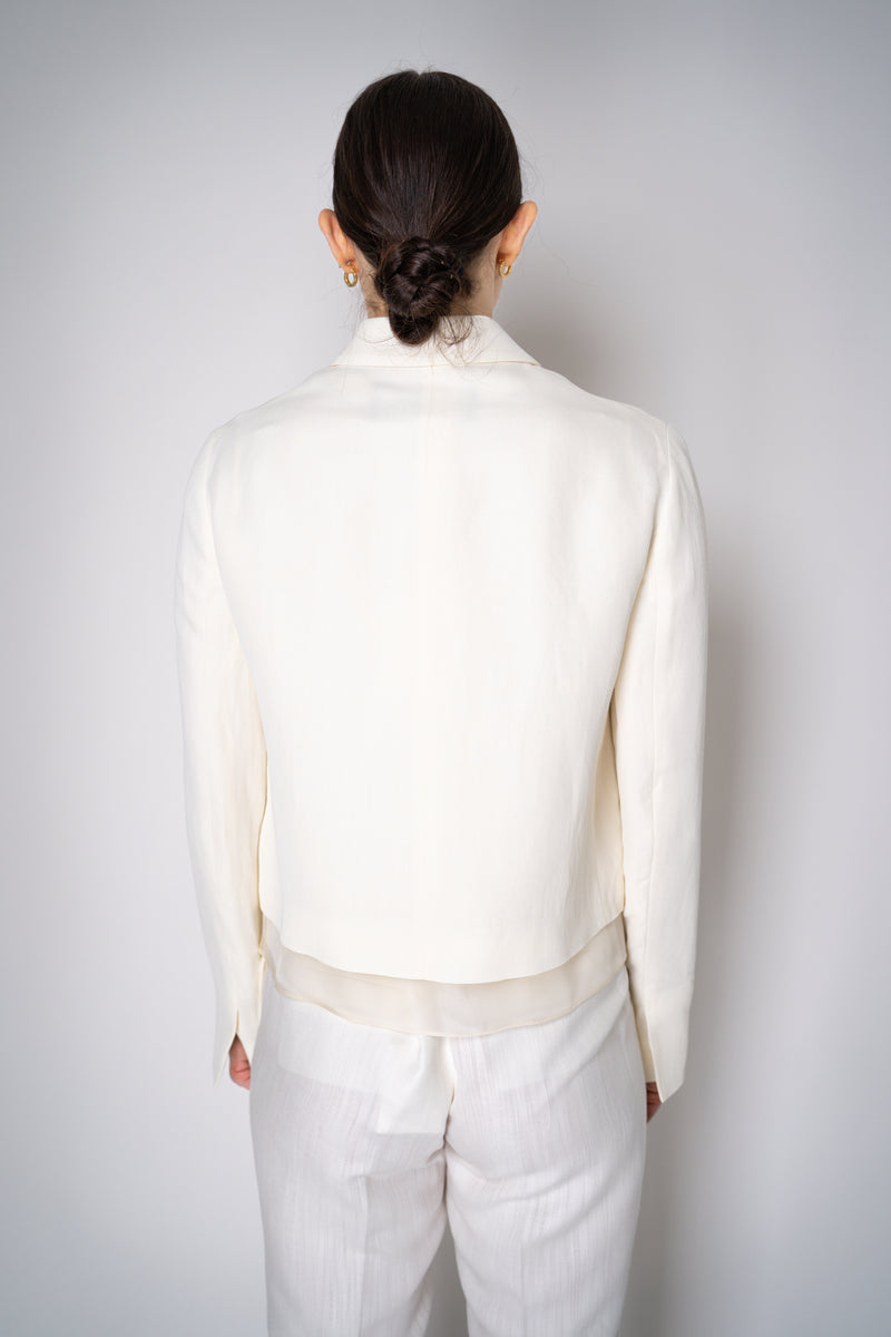 Fabiana Filippi Linen-Silk Cropped Tailored Jacket in White Vancouver. Shop Online or in Store.