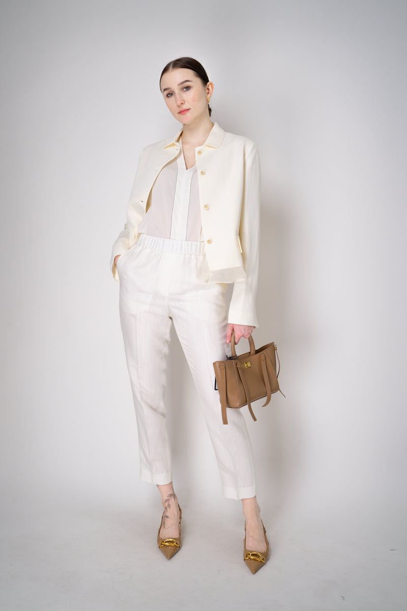 Fabiana Filippi Linen-Silk Cropped Tailored Jacket in White Vancouver. Shop Online or in Store.