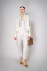 Fabiana Filippi Linen-Silk Cropped Tailored Jacket in White Vancouver. Shop Online or in Store.