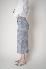 Lorena Antoniazzi Chambray Floral Brocade Slit Pencil Skirt in Denim Blue Vancouver. Shop Online or in Store.