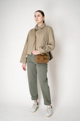 Lorena Antoniazzi Cropped Peplum Trench Jacket t with Zip-Detachable Chest Piece in Camel Vancouver. Shop Online or in Store.