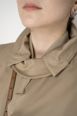 Lorena Antoniazzi Cropped Peplum Trench Jacket t with Zip-Detachable Chest Piece in Camel Vancouver. Shop Online or in Store.