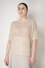 Lorena Antoniazzi Relaxed Fit Openwork Knitted Top in Cream Gold Vancouver. Shop Online or in Store.