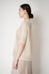Lorena Antoniazzi Relaxed Fit Openwork Knitted Top in Cream Gold Vancouver. Shop Online or in Store.