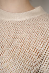 Lorena Antoniazzi Relaxed Fit Openwork Knitted Top in Cream Gold Vancouver. Shop Online or in Store.