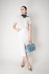 Lorena Antoniazzi Denim Slit Pencil Skirt in White Vancouver. Shop Online or in Store.
