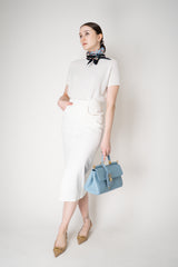 Lorena Antoniazzi Denim Slit Pencil Skirt in White Vancouver. Shop Online or in Store.
